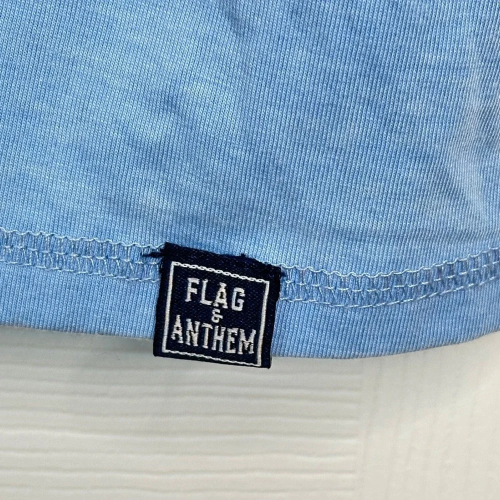Flag & Anthem‎ Mens Henley Raglan Short Sleeve T-Shirt Blue Colorblock Size Med